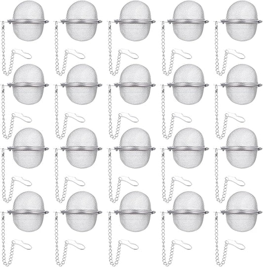 20Pcs Stainless Steel Mesh Tea Ball, 2 inches Tea Strainers, Loose Leaf Teas Infuser, Strainer Filters for Leaf Teas, Flavoring Herbal Spices, Seasonings