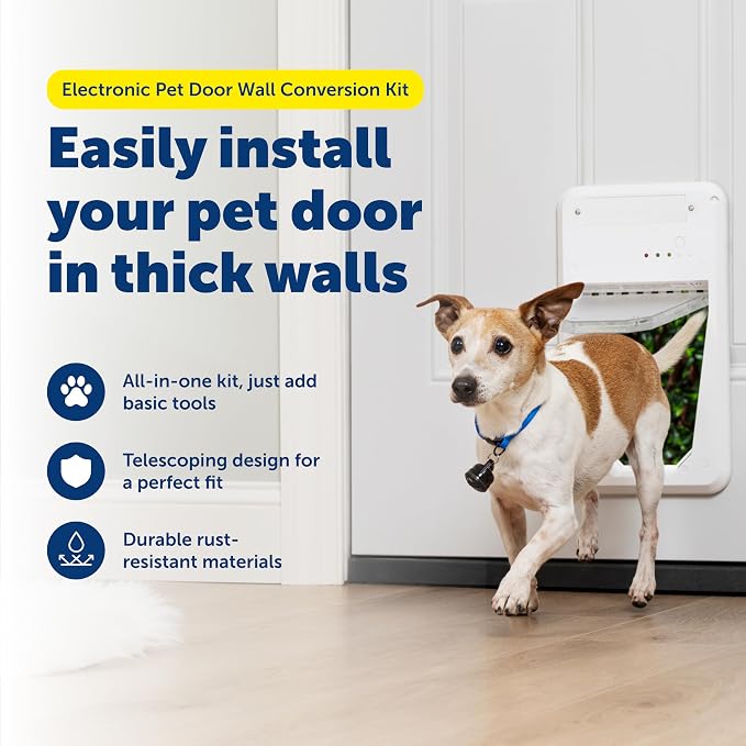 PetSafe Electronic Pet Door Wall Conversion Kit, Small | Telescoping Design for Quick Wall Install, Includes Frame, Tunnel, Hardware, Cutting Template & Instructions