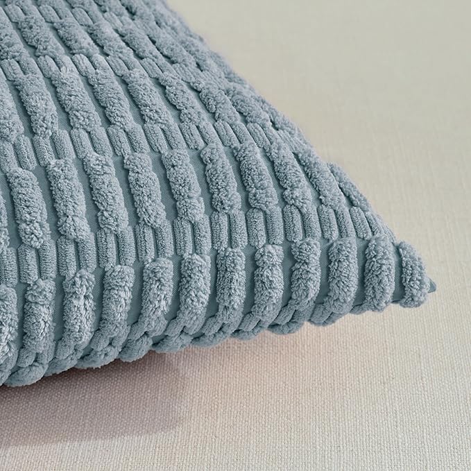 Fancy Homi 4 Packs Decorative Throw Pillow Covers for Living Room Couch Bed, Modern Farmhouse Boho Home Décor Accent Cushion Case, 26" x 26", Light Blue
