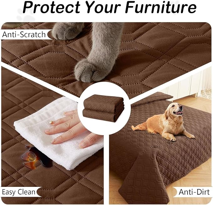 Waterproof Dog Bed Blanket - Soft Pet Blanket & Sofa Cover for Dogs | Reversible Washable Furniture Protector, Couch Covers for Pets (30x70 Inch, Brown/Brown)