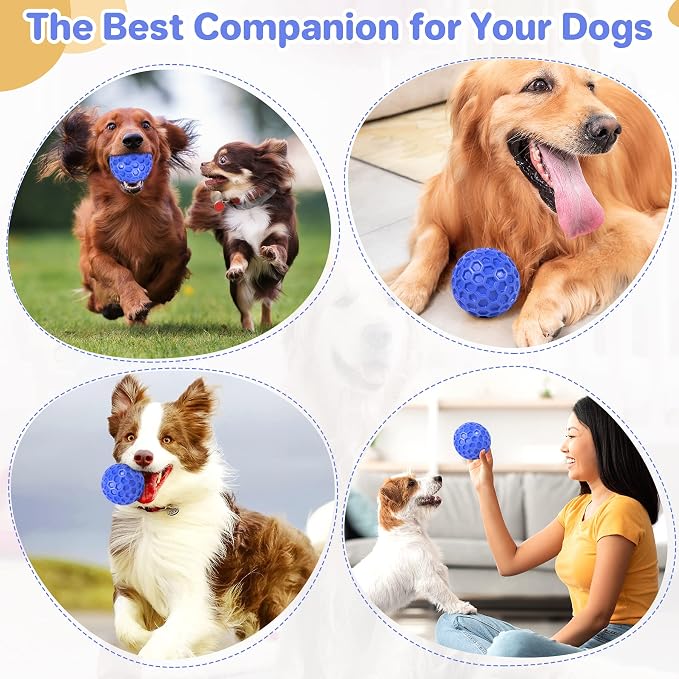 DISSKNIC Tough Squeaky Dog Balls Puppy Toys, Interactive Dog Toys for Small Dogs, Puppy Chew Toys for Teething and Relax, Dog Chew Toy Small Balls Dog Toys for Small Breed, Outdoor Dog Toys for Dogs