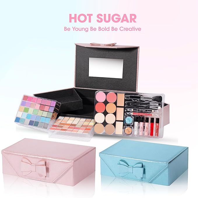 Hot Sugar Girls Makeup Kit for Teenagers, Beginner Makeup Gift Set for Women Full Makeup Kit (Blue)