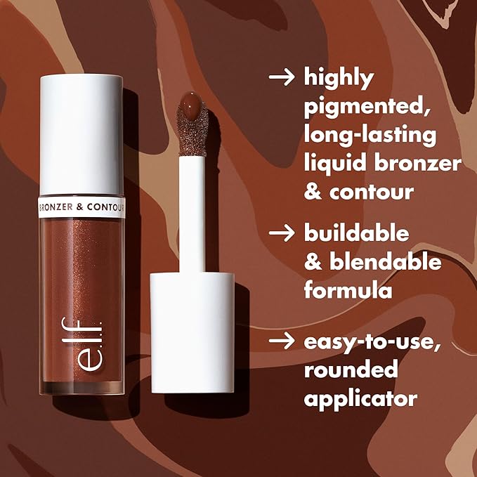 e.l.f. Camo Liquid Bronzer & Contour, Silky Highly Pigmented Formula, Creates a Long-Lasting Bronzed Glow & Natural Look, Vegan & Cruelty-Free, 10.5 Rich