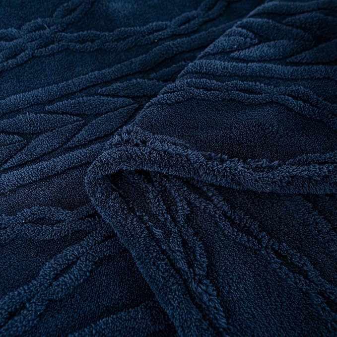 YUSOKI Sherpa Fleece Queen Size Blanket, Navy Blue, 90"x90" | 3D Stylish Design,320GSM, Non-Shedding, Lightweight for All Season Use, stays fluffy after repeated washes, Perfect Gifts