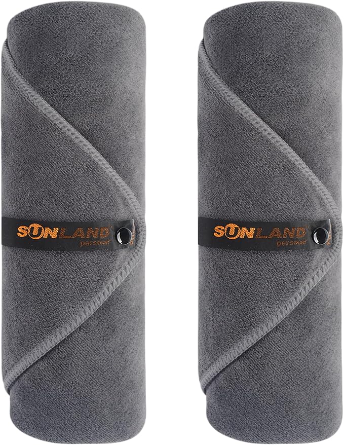 SUNLAND Microfiber Gym Bath Towel Ultra Soft Travel Camping Towel Super Absorbent Swimming Sport Yoga Sweat Towels with Straps for Adults and Children
