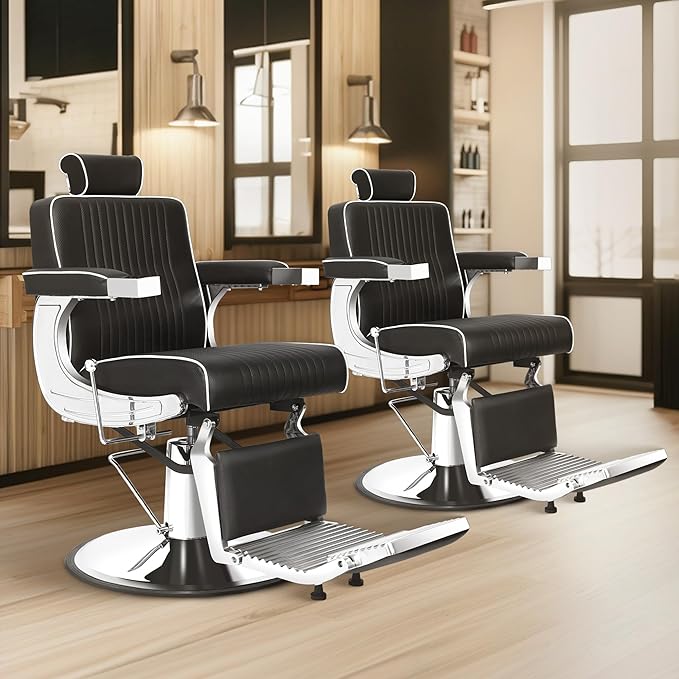 Reclining Barber Chair for Barbershop, Heavy Duty Styling Salon Chairs for Hair Stylist with Wide Backrest, All Purpose Hydraulic Beauty Salon Spa Shampoo Furniture, Black
