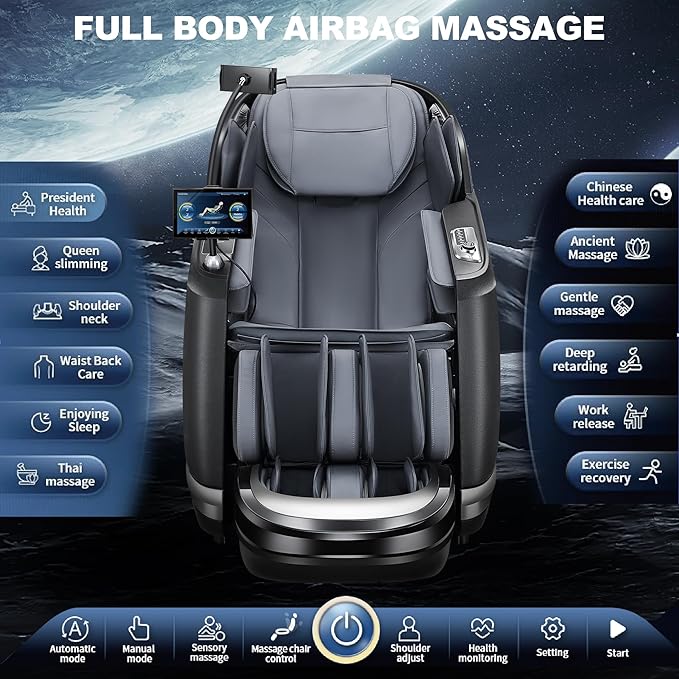 2025 Massage Chair Full Body with 12 Auto Modes,Zero Gravity SL-Track Shiatsu Massage Chair with AI Control,Auto Body Detection,Foot Rollers,Body Scan and Waist & Calf Heating