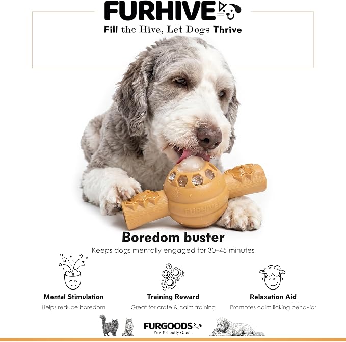 FURHIVE Frozen Dog Treat Toy for Aggressive Chewers, Nylon Chew with Tray