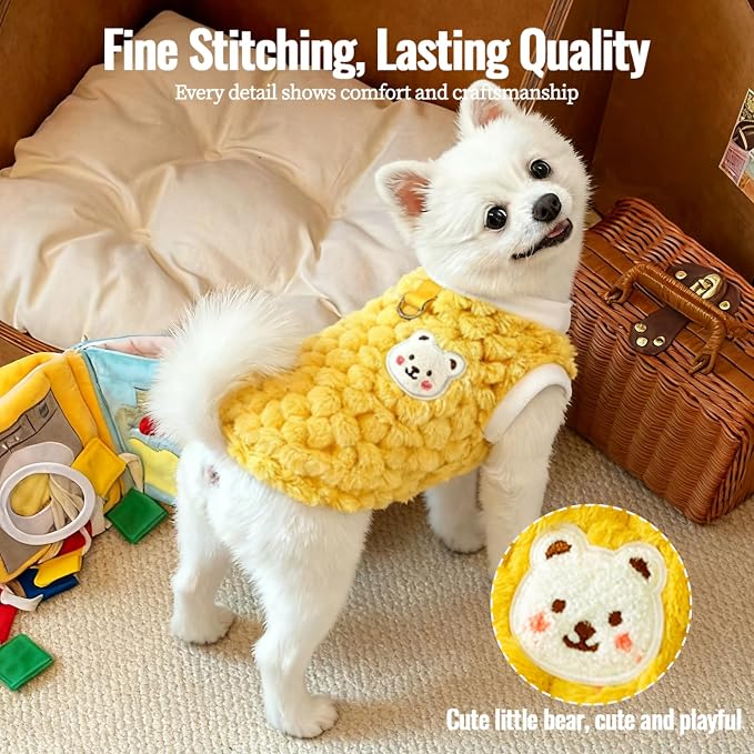 Dog Sweater for Small Dogs Puppy Cats Winter Warm Soft Pet Clothes Pullover Cute Extra Small Dog Apparel, Cat Sweaters for Cats Only Fit Chihuahua Yorkie(Yellow, XL)