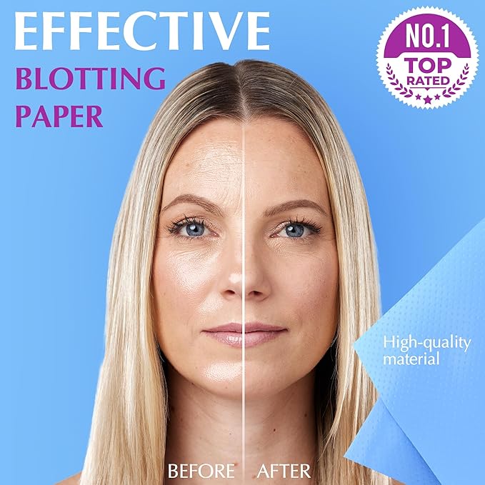 High-Performance Oil Absorbing Sheets for Face - 6 pack (300 sheets) - Makeup Friendly Blotting Papers for Oily Skin - Oil Blotting Sheets for Face