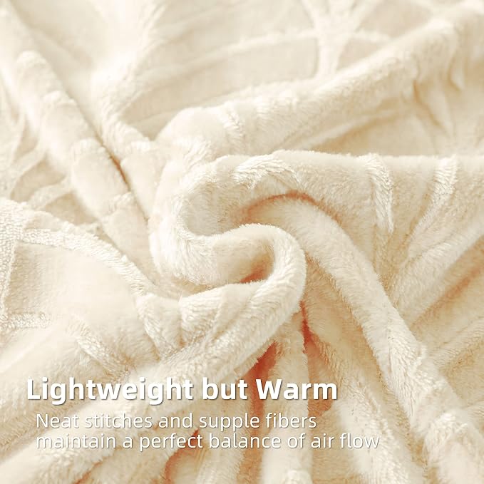 Whale Flotilla Soft Flannel Fleece Throw Blanket for Couch, Ivory | Cozy Lightweight Breathable Velvet Sofa Throws, Plush Fluffy Vintage Pattern Decorative Blanket for Bed, All Season, 50"x60"