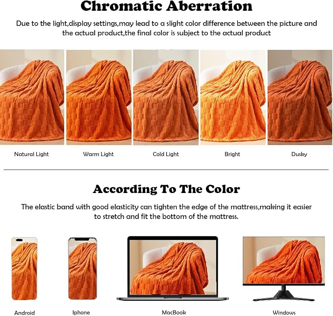 NEWCOSPLAY 3D Checkered Flannel Throw Blanket, Orange Checkered, 50"x70" | Super Soft Cute Lightweight Decorative Premium Silky Fleece Blanket for Couch Sofa Bed, Gift for Women Men, All Season Use