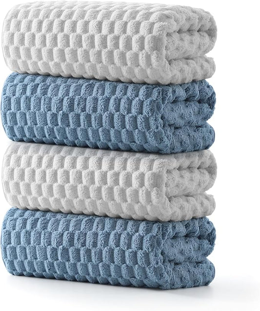 REDKISS Microfiber Bath Towels of 4-27x55 Inches Bath Towel Large, Highly Absorbent Towels for Bathroom, Quick Drying, Super Soft, Lint Free Fluffy Shower Towel for Gym, SPA, Ideal Everyday Use