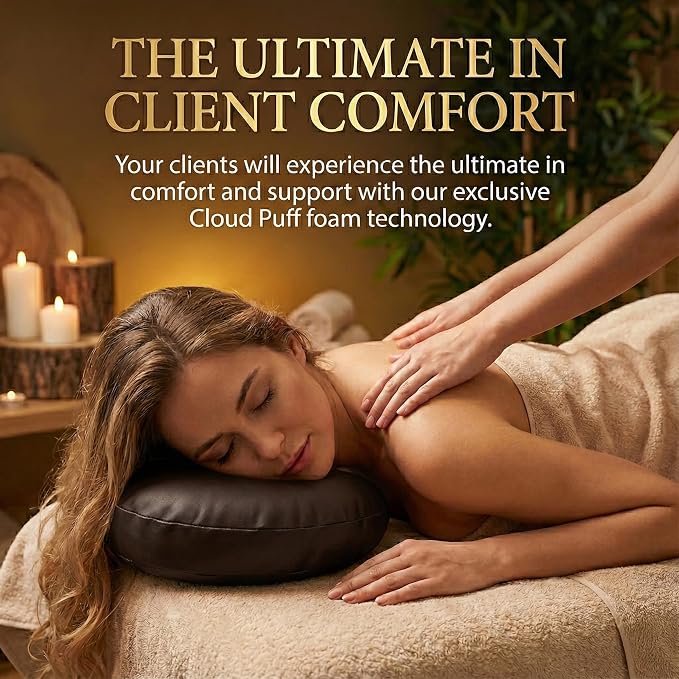 Royal Massage Universal Memory Foam Face Cradle Cushion for Massage Tables – Ergonomic U-Shaped Headrest Pillow with Soft, Easy-Clean PU Leather – Spa & Salon Replacement (Chocolate)
