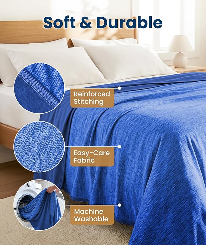 Everlasting Comfort Cooling Blanket for Hot Sleepers - Soft, Lightweight & Breathable Throw Blanket with Easy to Clean Material - Luxury Throws for Hot Flashes & Night Sweats (60"x80")