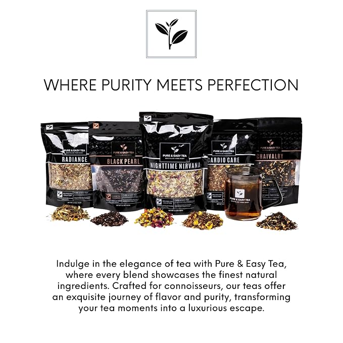 Pure And Easy Tea, Nighttime Nirvana, Caffeine-Free Herbal Sleep & Relaxation Tea, Loose Leaf Blend with Chamomile, Lavender & Lemon Balm, Premium Wellness Tea (100g)