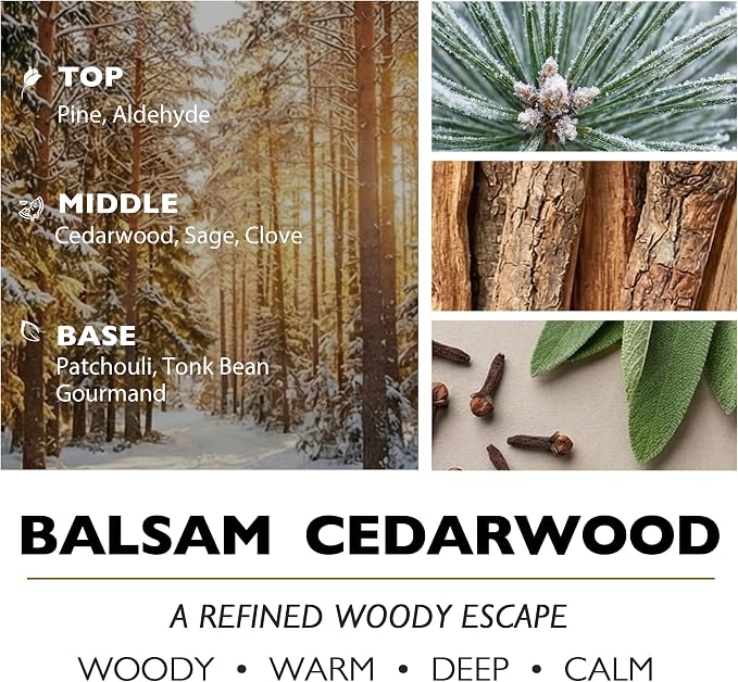 HomeLights Balsam Cedarwood Scented Candles | 34oz Soy Candles Industrial Chic 3-Wick Large Candle Jars | Ideal Candle Gifts for Events, Home Decor Stress, Relief & Relaxation