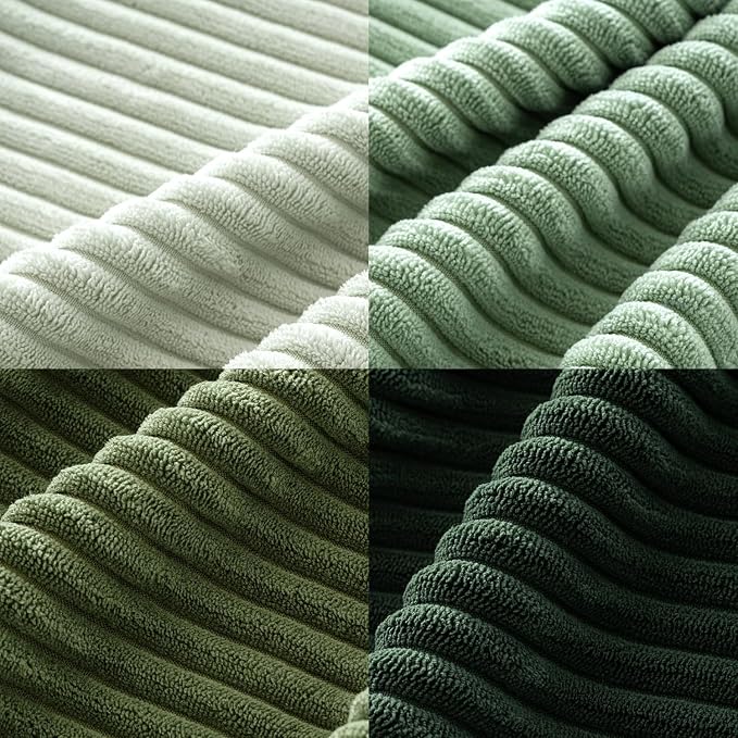 MIULEE Soft Corduroy Decorative Throw Pillow Covers Forest Green 22x22 | Set of 4, Mordern Nordic Home Decor, Gradient Color Matching, Boho Farmhouse Cushion Covers for Couch Bed Sofa Living Room