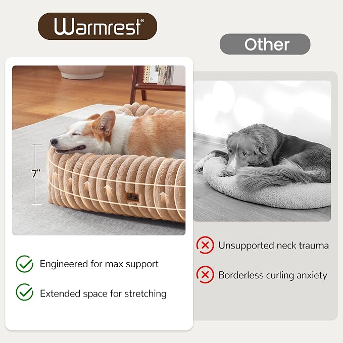 Washable Dog Bed Small Medium Size Dog, Rectangle Orthopedic Pet Bed for Car and Indoor,Fluffy Memory Foam Dog Beds with Anti-Slip Bottom,Camel (25x21x7 inches)