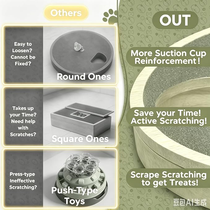 Dog Nail Scratch Board with Treat Box, Dog Scratch Pad for Nails, Rubberwood Adjustable Dog Nail File Toy for Stress-Free Grooming, Treat Scratch Puzzle, Large Size, Natural Wood Color