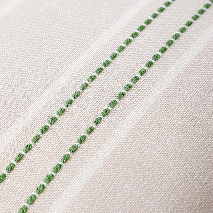 Hckot Striped Throw Pillow Covers 20x20 Set of 2 Grass Green Pillow Covers | Farmhouse Decorative Pillows Textured Linen Square Cushion Covers for Sofa Couch Bed Living Room Decor(Grass Green)