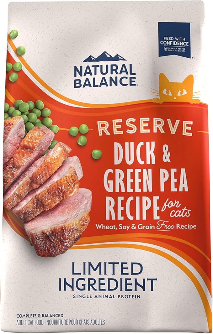 Natural Balance Limited Ingredient Cat Food, Duck & Green Pea, 10 lb | Grain-Free, Soy-Free, and Corn-Free Dry Cat Food, Balanced Nutrition for Adult Cats, Single Animal Protein