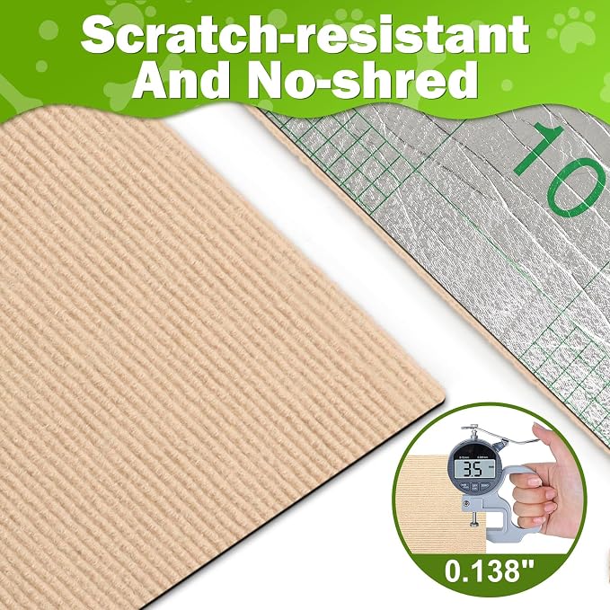 ENONCI 47.2x15.8 Cat Scratcher Mat, Self-Adhesive Wall Corner Cat Scratcher Pad