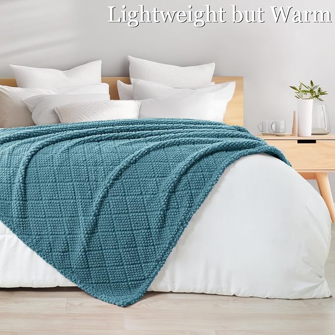 Whale Flotilla Soft Fleece King Size Blanket for Bed, Slate Blue | Jacquard Waffle Blankets for Home Decor, Lightweight and Cozy, All Season Suitable, 90x104 Inch