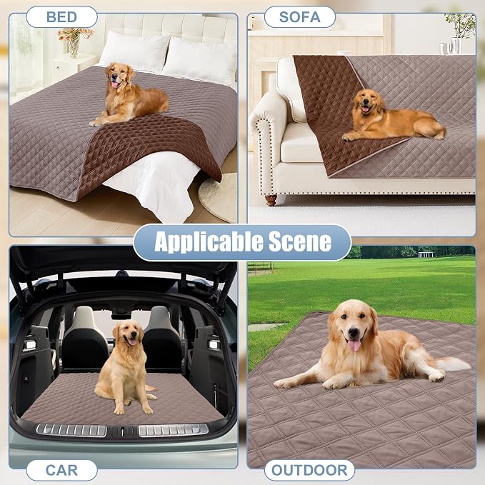 Smiry Waterproof Reversible Pet Couch Covers for Dogs | Pet Friendly, Soft Fabric, Washable Sofa Furniture Protector for Dogs Cat Kids, Checkered (30"x70", Greyish Brown/Brown)