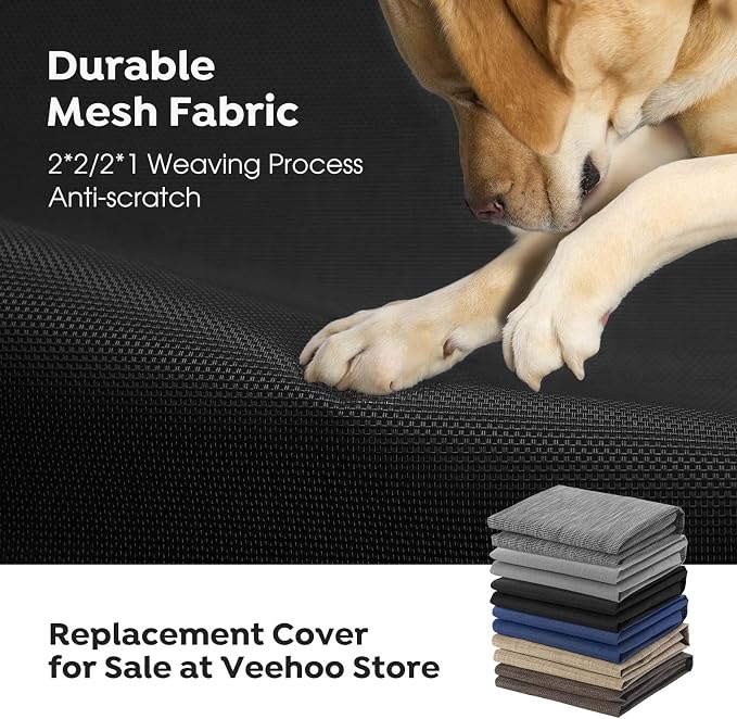 Veehoo Outdoor Elevated Dog Bed Large Sized Dogs, XXL Cooling Raised Dog Cots Beds Training Platform Off Ground Hammock with Breathable Mesh, No-Slip Feet, 59"x37.5", Black | Off-ground training platform, portable camping hammock, breathable mesh, easy...