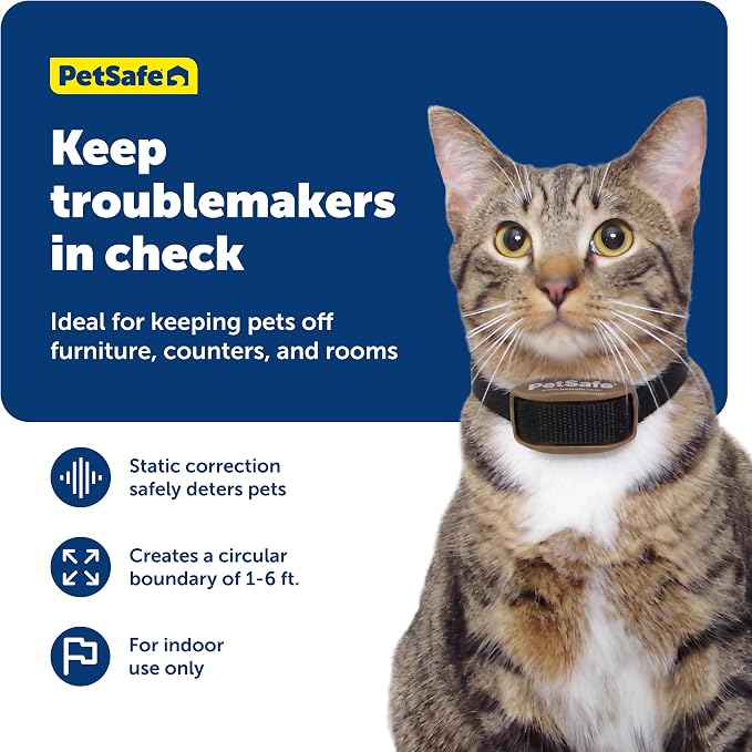 PetSafe Pawz Away Indoor Wireless Pet Barrier, Electric Training System for Dogs & Cats with Receiver Collar | Keeps Pets from Restricted Areas, Static Correction, Covers 6 ft Radius/12 ft Diameter, Dogs & Cats 5 lb+, Fits Neck 6-28 in
