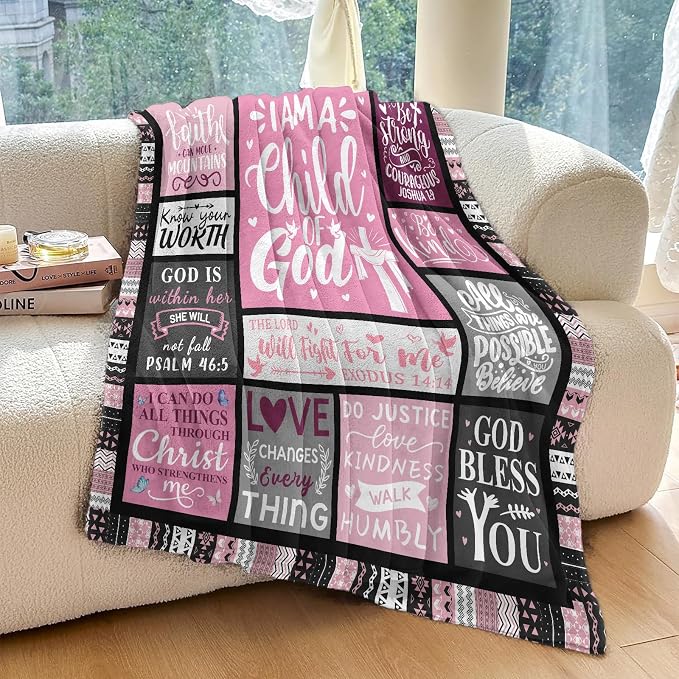 Christian Gifts for Women, Baptism Gifts for Girl, Religious Gifts for Women, Christian Blanket, Catholic Spiritual Bible Merch 60"x50" Throws Blanket for Christmas Birthday