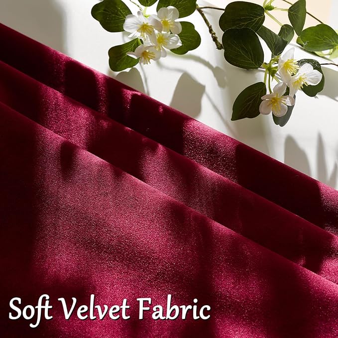 GIGIZAZA Burgundy Velvet Pillow Covers 22x22 Decorative Pillows Pack of 2 | Red Throw Pillows for Couch Sofa,280gsm Soft Textured Fabric,Modern Square Pillowcases,Luxury Cushion Covers