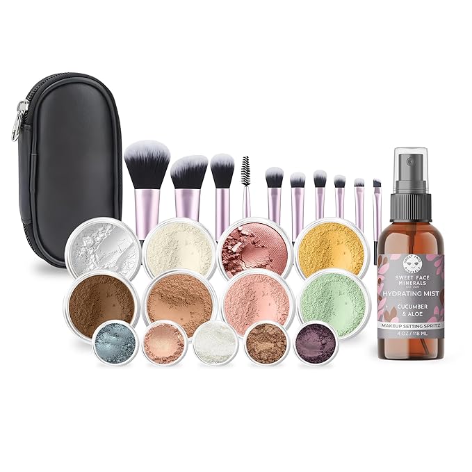 ULTIMATE KIT (EBONY) Full Size Mineral Makeup Set Matte Foundation Kit Bare Face Sheer Powder Cover