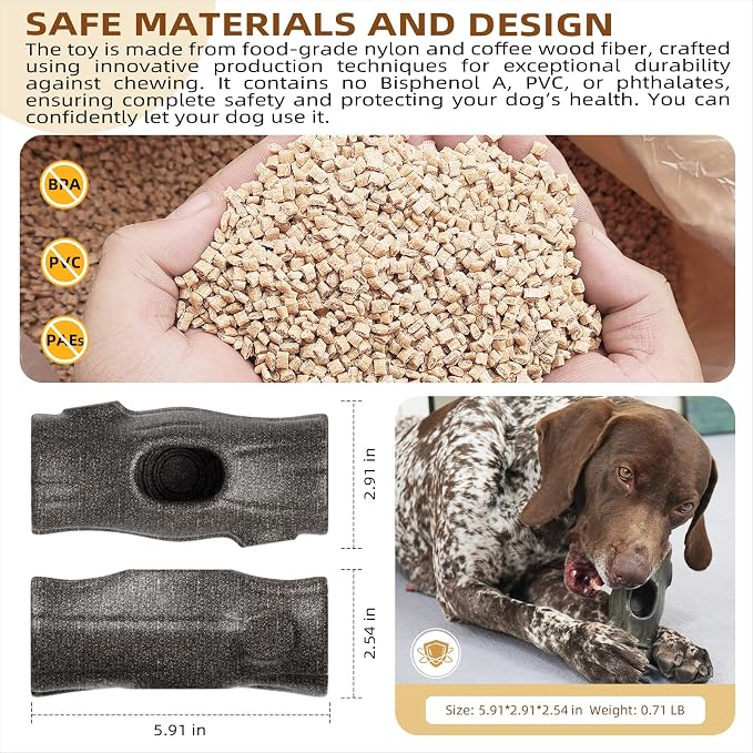 Tree Stump Dog Frozen Treat Toy, Long Lasting Chew & Heavy Duty Treat Dispenser Toy for Large Dogs with Peanut Butter Holder, Non-Toxic Easy Clean Teething Toys for Aggressive Chewers