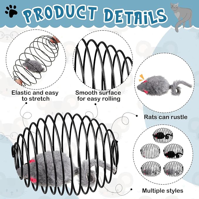 Jecery 5 Pcs Cat Toys Spring,Mouse,Black