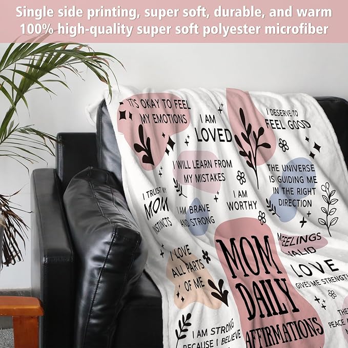 BaubleDazz New Mom Gifts Blanket, Mom Daily Affirmations(80" x 60") | Postpartum Pregnancy Gifts for First Time Moms, Mommy to Be, Mama, New Mom Essentials, Birthday Gifts for Mom