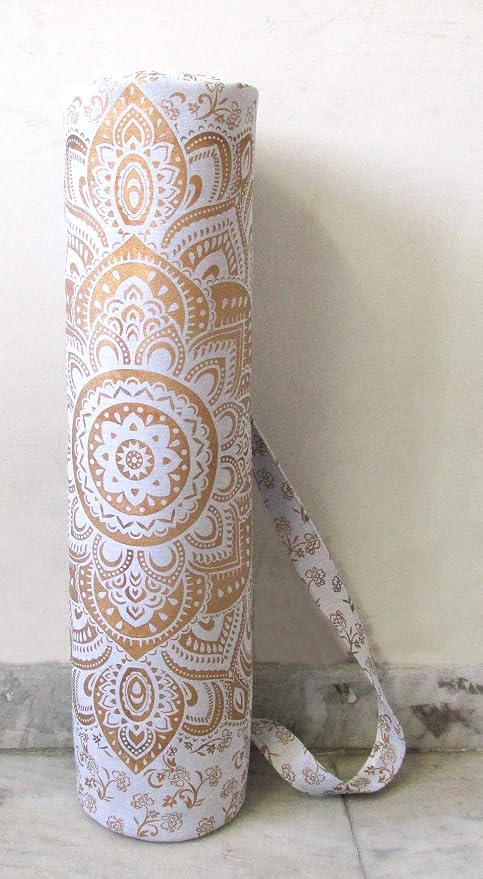 ICC Black Gold Mandala Full-Zip Exercise Yoga Mat Carry Bag Gym Beach Pilates Carrier Bags Hippie Mandala Indian Cotton Bag
