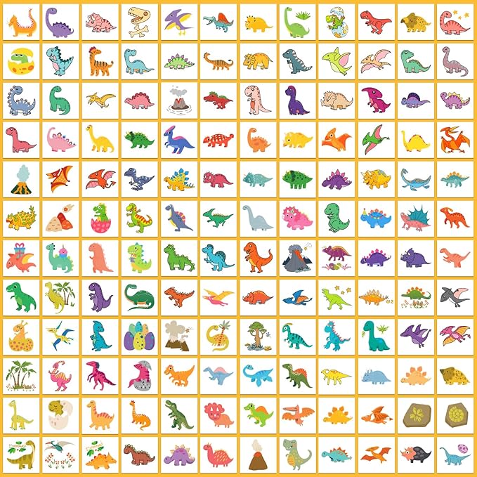 Partywind 408 PCS Kids Tattoos for Party Supplies, Individually Wrapped Sheet Temporary Tattoos Stickers for Kids Goodie Bag Stuffers, Fun Birthday Party Favors - Dinosaur