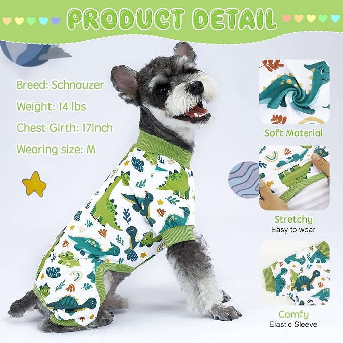 XPUDAC 4 Pack Dog Pajamas Comfy Strechy Doggie Pjs Puppy Clothes for Small Medium Dogs Boy Girl Cat Pet Outfits, S