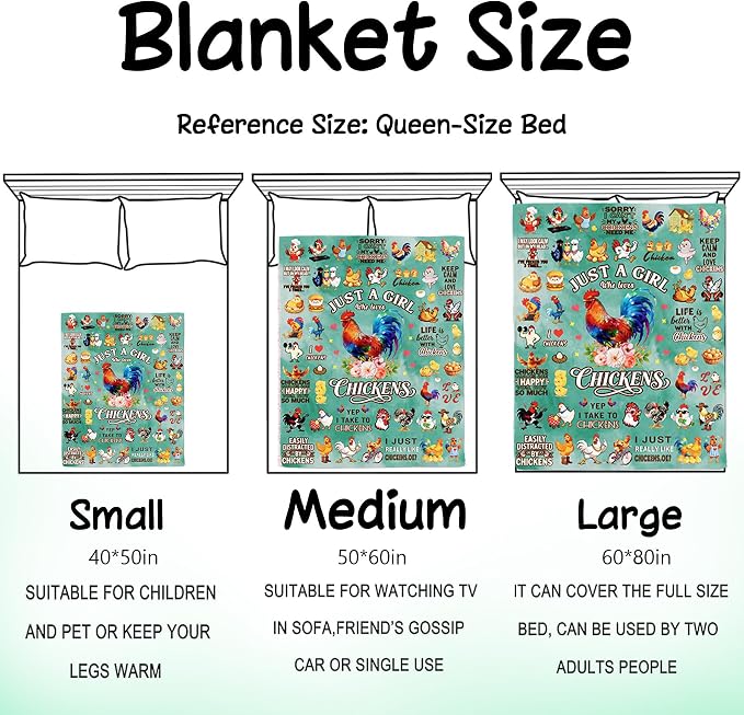 Chicken Blanket Gifts for Chickens Lovers Soft Flannel Chicken Throw Blanket Bedding Decor for Women Adults 50"x40"