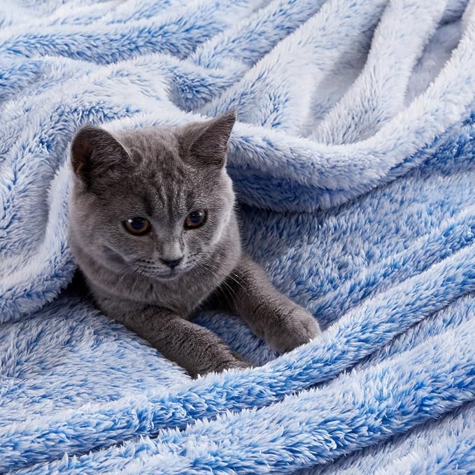 Exclusivo Mezcla Fuzzy Large Fleece Throw Blanket for Couch, Mix-Blue | 50x70 Inches, Super Soft and Cozy Throw, Plush Fluffy Blanket for Sofa, Bed, Bedroom, Home Decor, All Season