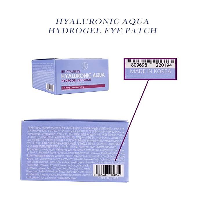 MEDB Re-vitalizing Hyaluronic Aqua Hydrogel Eye Patch | Korean Skincare | Deep Hydration & Wrinkle Care | Calming Eye Patches for Dry, Sensitive Skin | 60 Patches (30 Pairs)