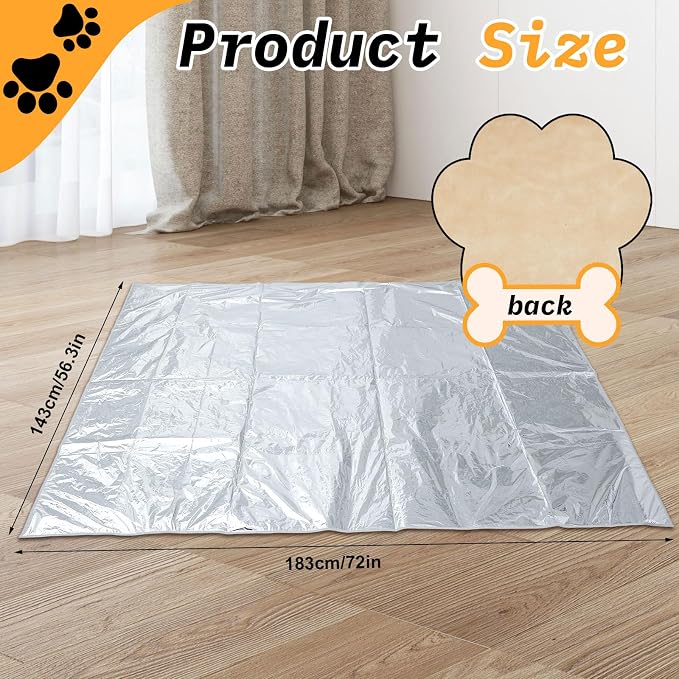 1 Pcs Pet Deterrent Mat to Keep Dogs Off Couch, 72" × 56.3", Khaki | Non Electric Cat and Dog Deterrent Mat, Pain Free Couch Covers to Keep Pets off Furniture Bed Indoor