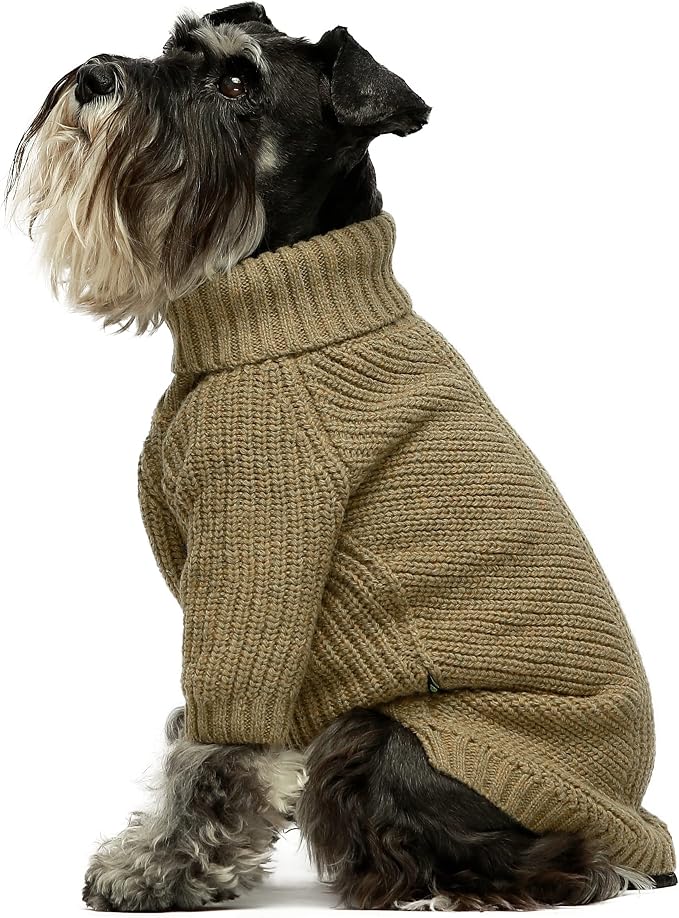 Fitwarm Thermal Knitted Dog Sweater Doggy Winter Coat Pet Clothes Doggie Turtleneck Jacket Puppy Outfits Cat Sweatsuit Sage Green X-Large