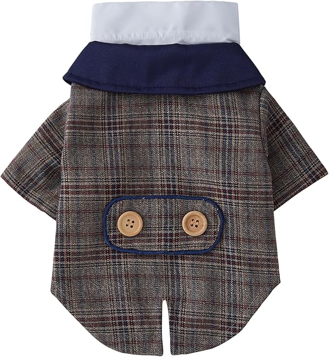 GabeFish Pets Wedding Jackets Suit for Dogs with Bow Tie Puppy Cat Formal Clothes Shirt Tuxedo (Brown, L (Chest 17.3in/44cm))