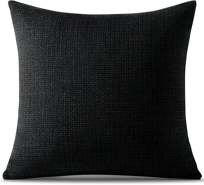 OTOSTAR Linen Throw Pillow Cover Set of 1 Decorative Square Pillowcases Cushion Covers 22x22 Inch for Home Decor Sofa Bedroom Car 55 x 55CM Black