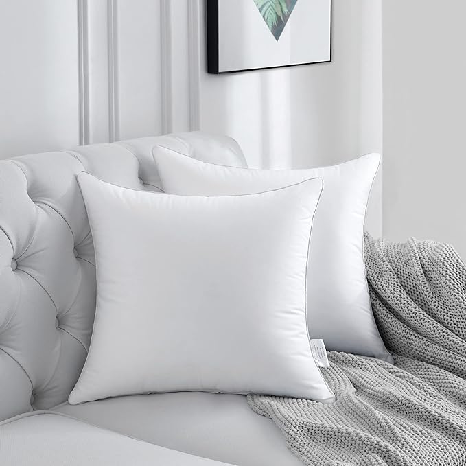 FAVRIQ 22 x 22 Pillow Inserts (Set of 2) - 22 Inch Square Interior Sofa Throw Pillow Inserts with 100% Cotton Cover - Decorative Pillow Insert White Sofa Pillow