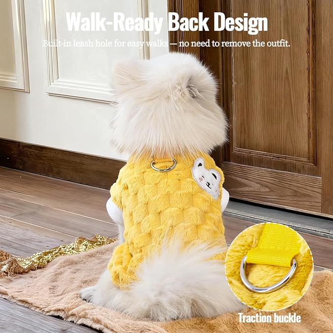 Dog Sweater for Small Dogs Puppy Cats Winter Warm Soft Pet Clothes Pullover Cute Extra Small Dog Apparel, Cat Sweaters for Cats Only Fit Chihuahua Yorkie(Yellow, XL)
