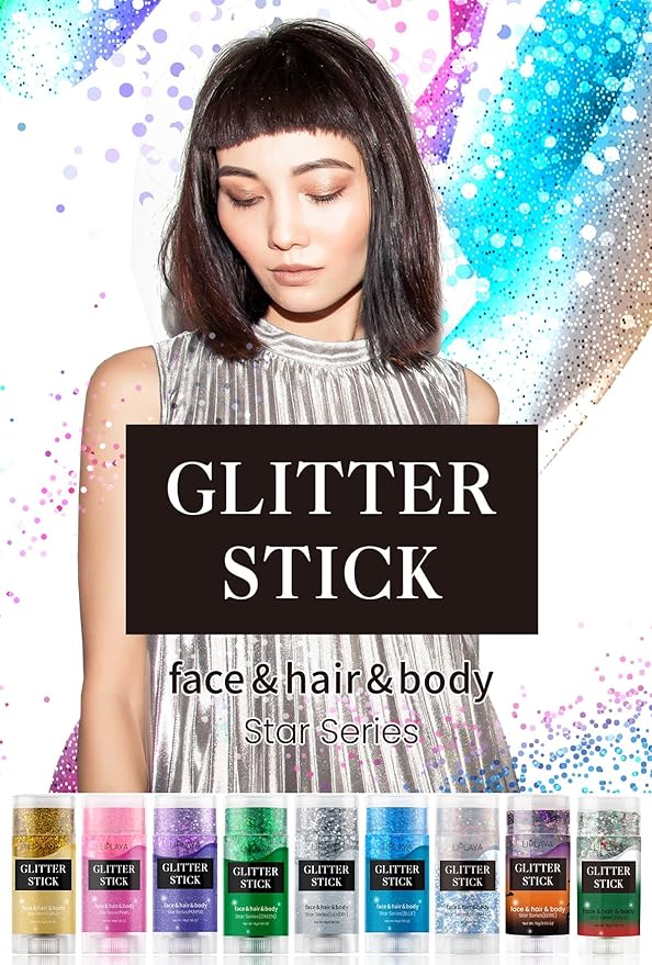Face and Body Glitter Stick, Sparkly Chunky Hair Glitter Makeup, Holographic Sparkling Neon Outfit Singer Concert Music Rave Festival Party Accessories Glitter Gel. (Purple)